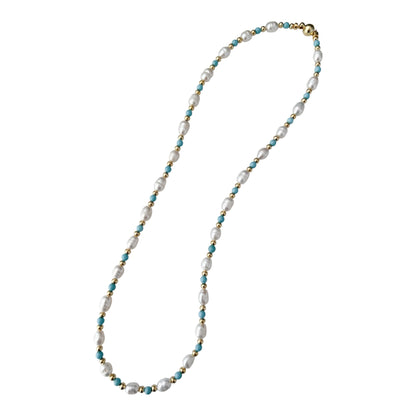 Turquoise and Natural Freshwater Pearl Necklace