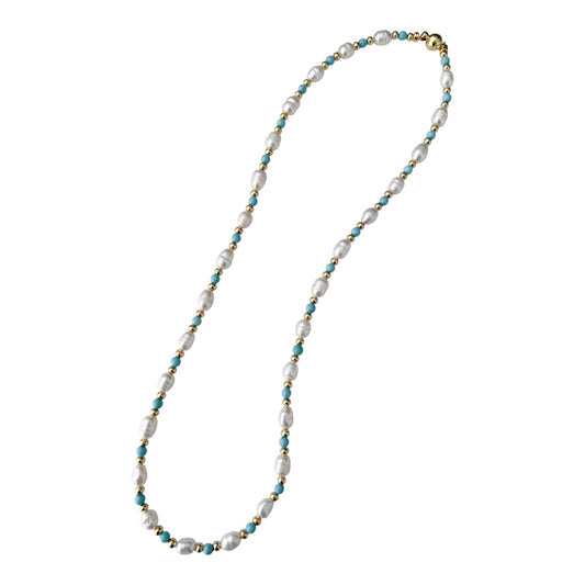 Turquoise and Natural Freshwater Pearl Necklace