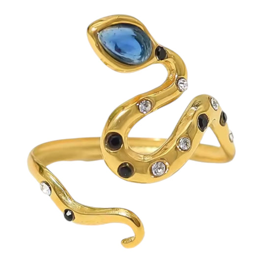 Serpent Stainless Steel 18k Gold Plated Ring