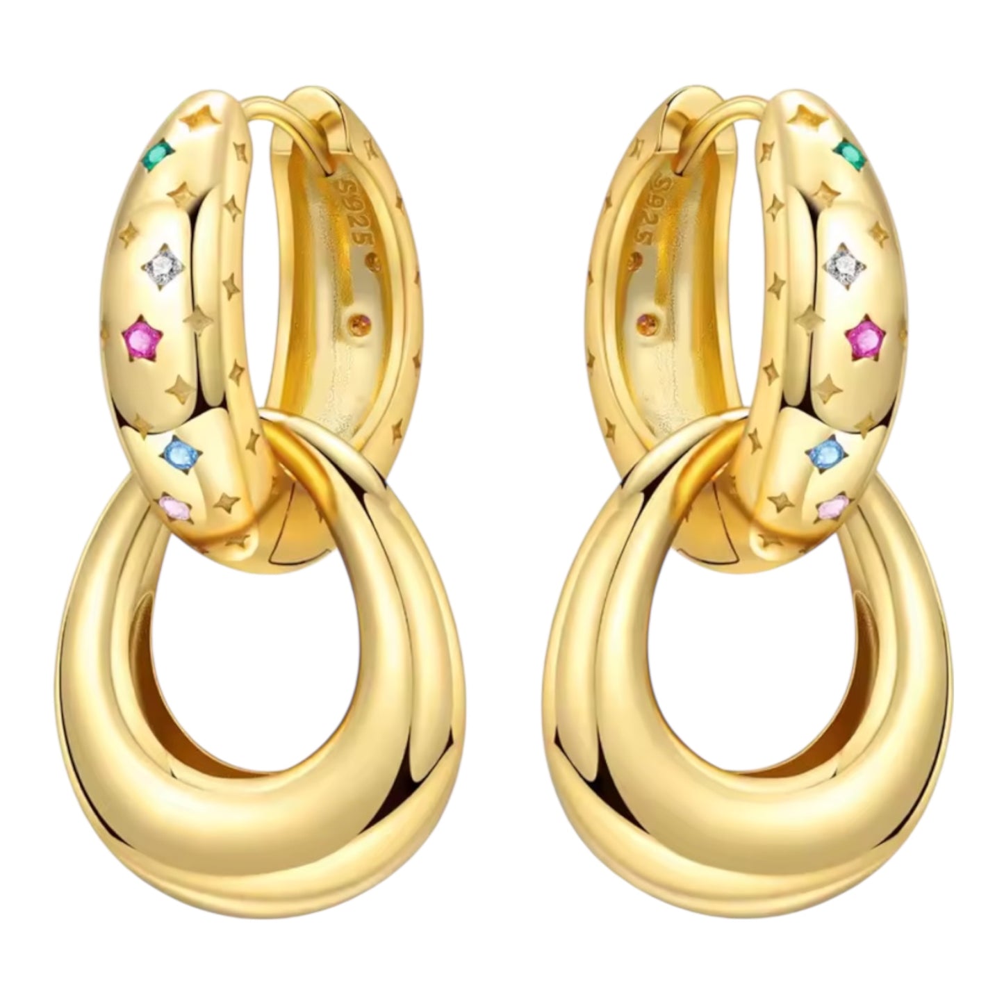 Stardust Link Huggie Earrings