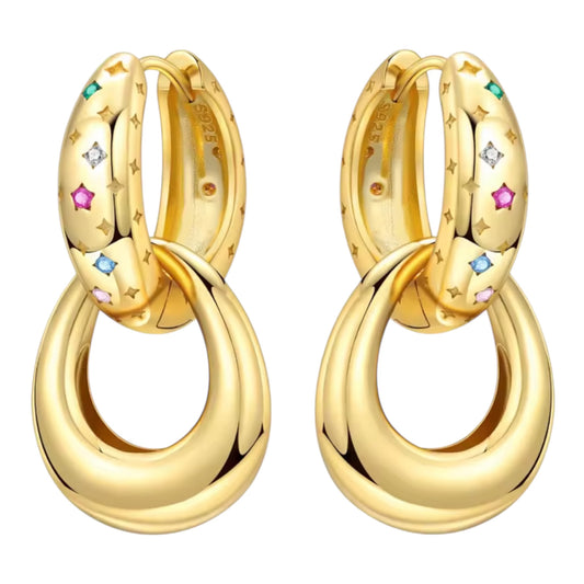 Stardust Link Huggie Earrings
